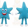 Blue Star Mascot Costume with Custom Logo