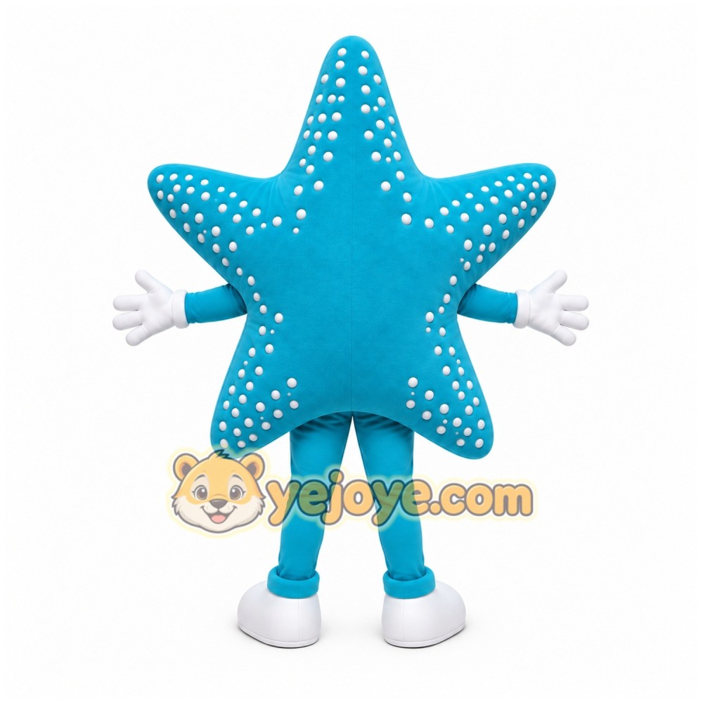 Blue Star Mascot Costume with Custom Logo Blue Star Mascot Costume with Custom Logo