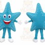 Blue Star Mascot Costume with Custom Logo