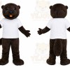 Brown Beaver Mascot Costume with Custom Logo