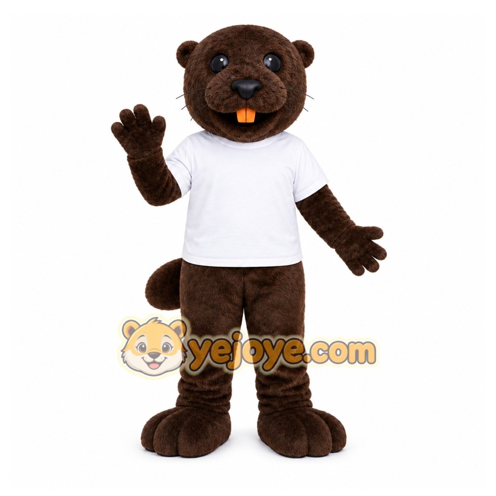 Brown Beaver Mascot Costume with Custom Logo Brown Beaver Mascot Costume with Custom Logo