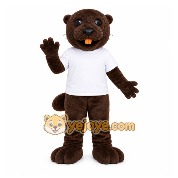 Brown Beaver Mascot Costume with Custom Logo
