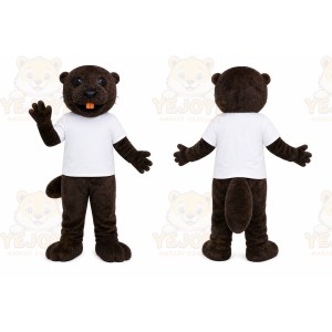Brown Beaver Mascot Costume with Custom Logo