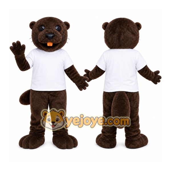 Brown Beaver Mascot Costume with Custom Logo