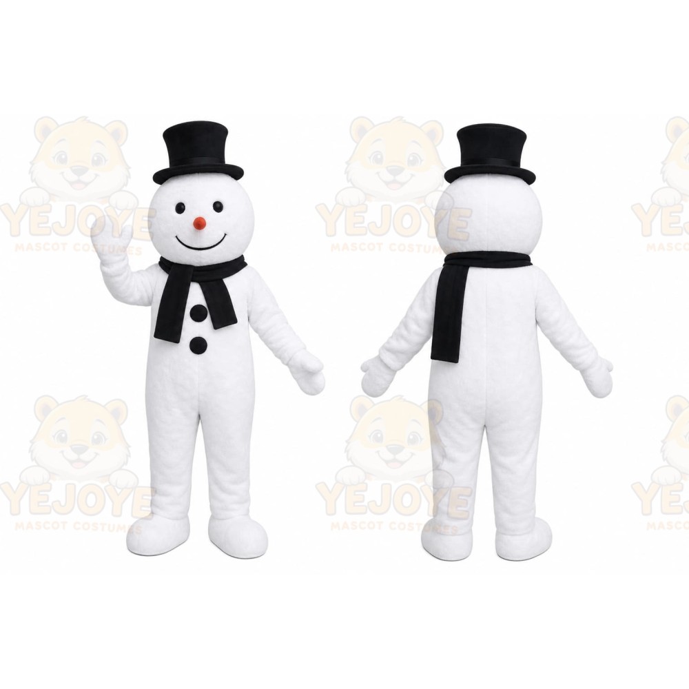 White Snowman Mascot Costume with Custom Logo
