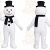 White Snowman Mascot Costume with Custom Logo
