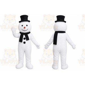 White Snowman Mascot Costume with Custom Logo
