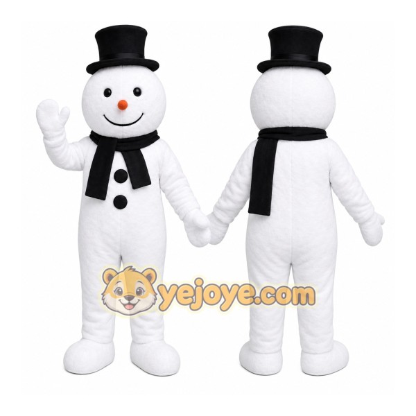White Snowman Mascot Costume with Custom Logo