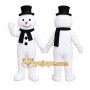 White Snowman Mascot Costume with Custom Logo