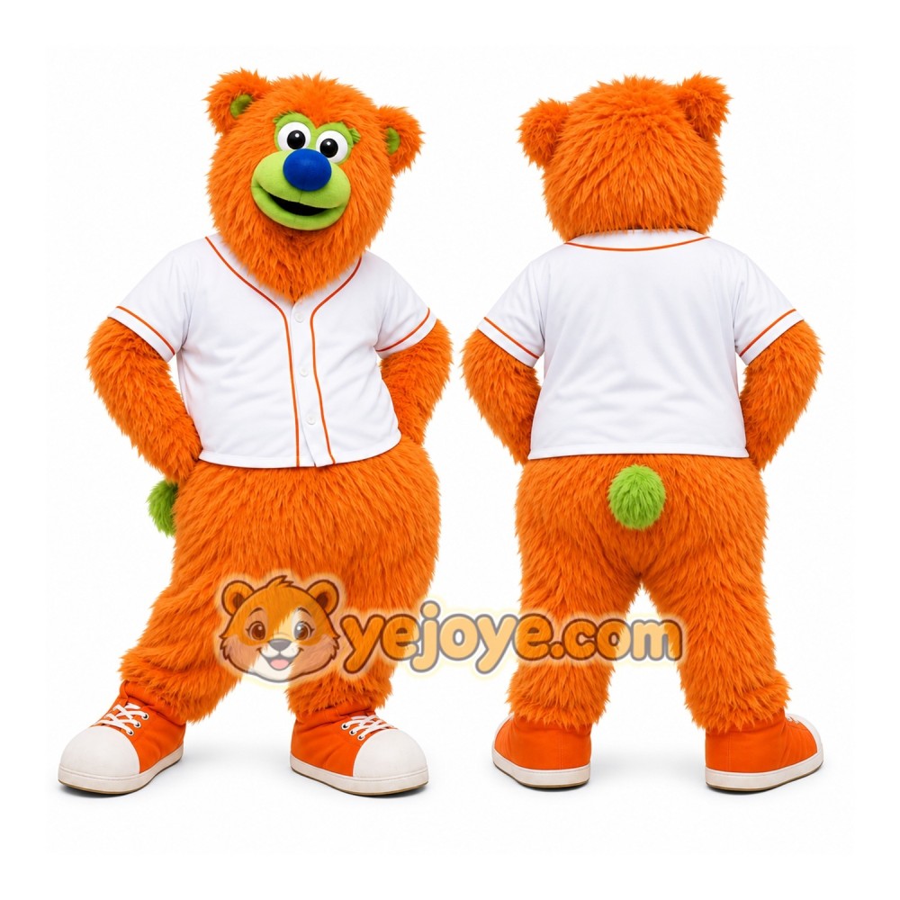 Orange Bear Mascot Costume with Custom Logo Orange Bear Mascot Costume with Custom Logo