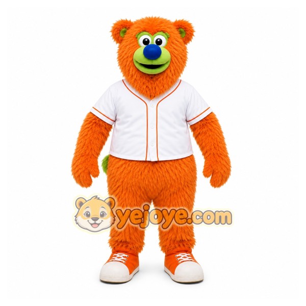 Orange Bear Mascot Costume with Custom Logo