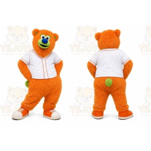 Orange Bear Mascot Costume with Custom Logo