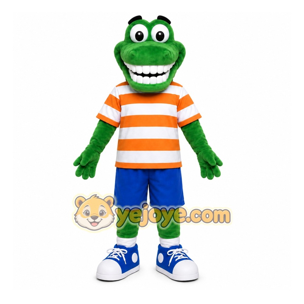 Green Alligator Mascot Costume with Custom Logo Green Alligator Mascot Costume with Custom Logo