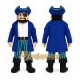 Blue Pirate Mascot Costume with Custom Logo
