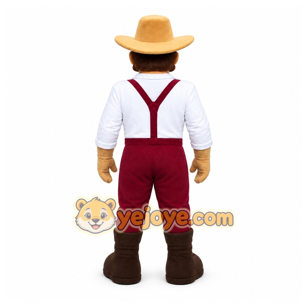 Red Cowboy Mascot Costume with Custom Logo