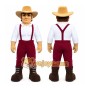 Red Cowboy Mascot Costume with Custom Logo