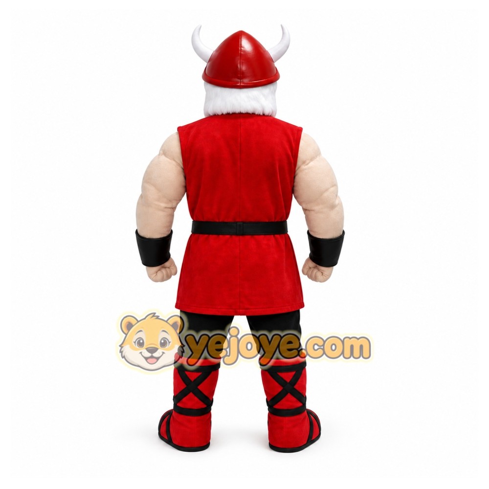 Red Viking Mascot Costume with Custom Logo Red Viking Mascot Costume with Custom Logo