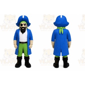 Blue Pirate Mascot Costume with Custom Logo