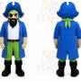 Blue Pirate Mascot Costume with Custom Logo