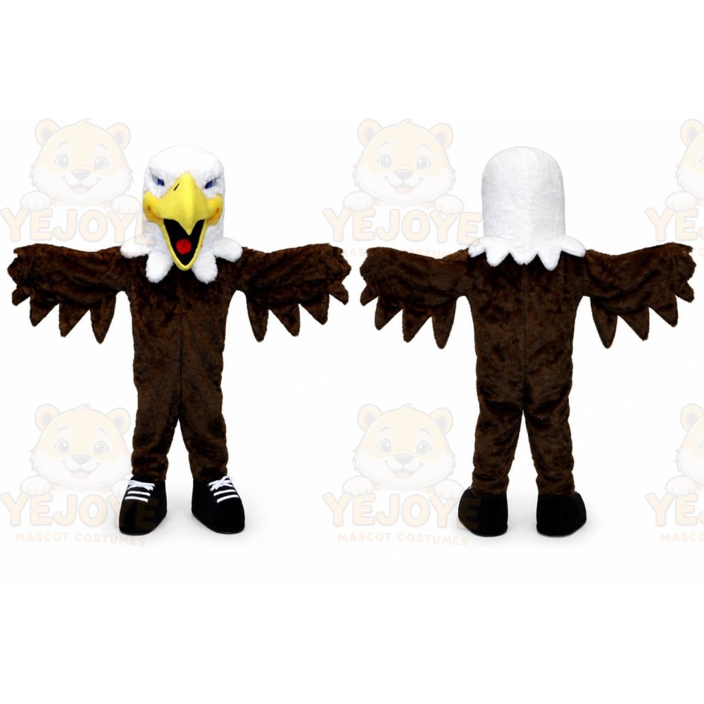 Brown Eagle Mascot Costume with Custom Logo