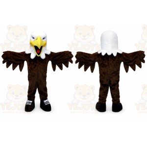 Brown Eagle Mascot Costume with Custom Logo