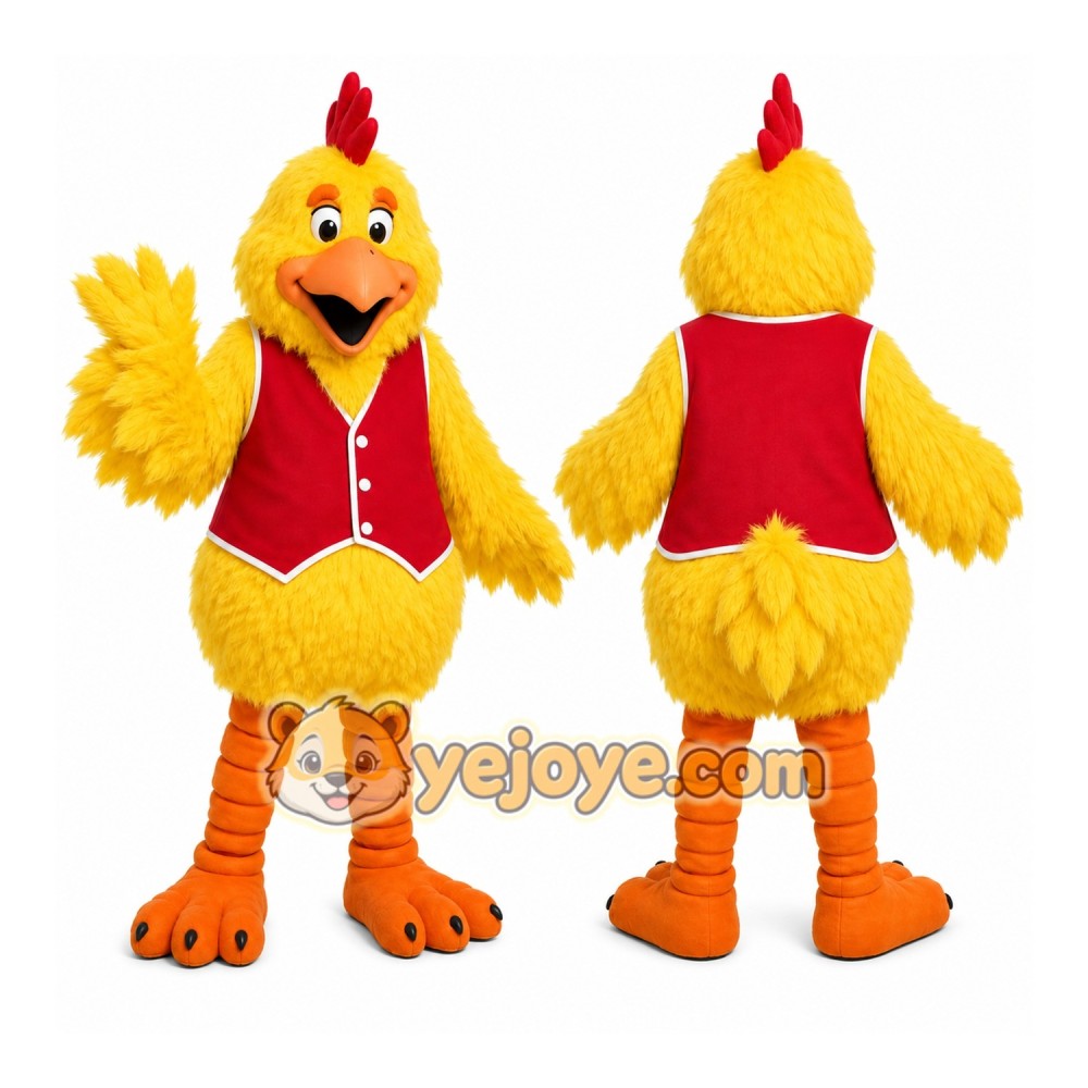 Yellow Chicken Mascot Costume with Custom Logo