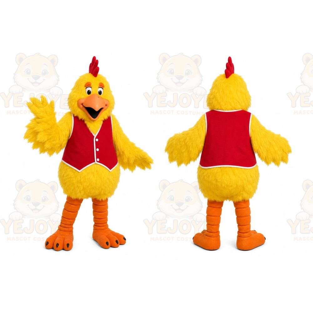 Yellow Chicken Mascot Costume with Custom Logo