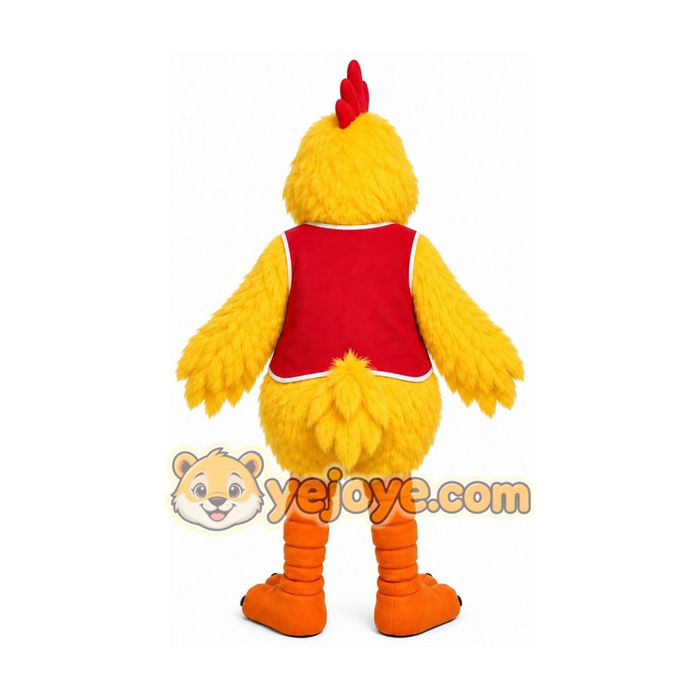 Yellow Chicken Mascot Costume with Custom Logo