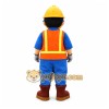Blue Construction Worker Mascot Costume with Custom Logo Blue Construction Worker Mascot Costume with Custom Logo