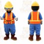 Blue Construction Worker Mascot Costume with Custom Logo