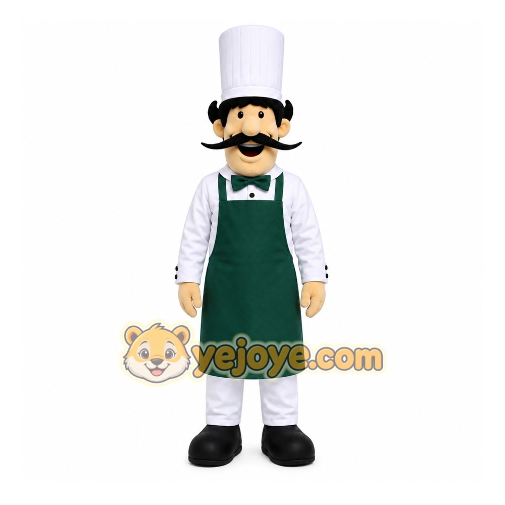 White Chef Mascot Costume with Custom Logo White Chef Mascot Costume with Custom Logo
