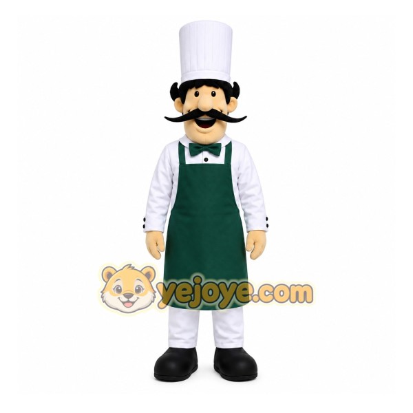 White Chef Mascot Costume with Custom Logo