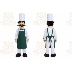 White Chef Mascot Costume with Custom Logo
