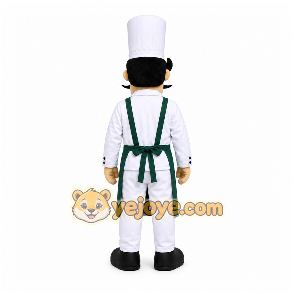 White Chef Mascot Costume with Custom Logo White Chef Mascot Costume with Custom Logo