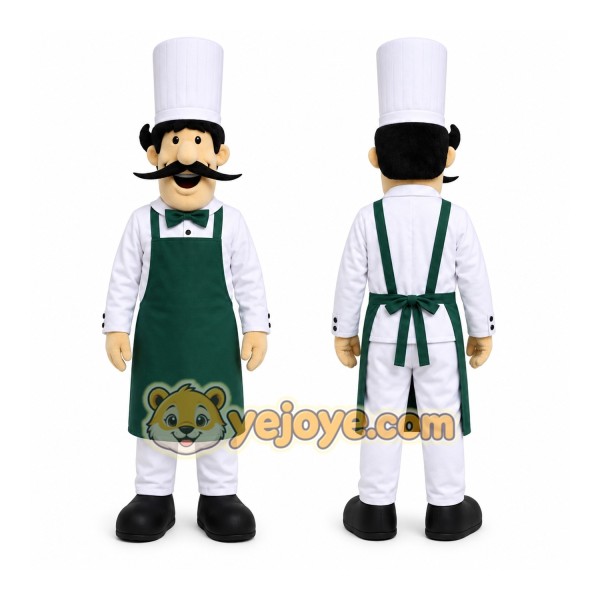 White Chef Mascot Costume with Custom Logo