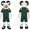 Green Ram Mascot Costume with Custom Logo