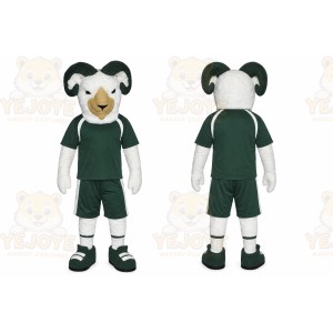 Green Ram Mascot Costume with Custom Logo