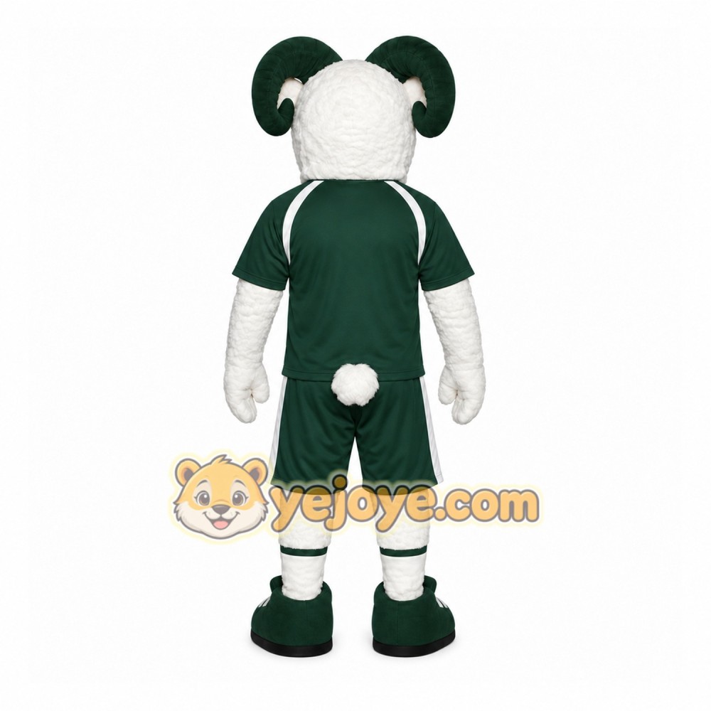 Green Ram Mascot Costume with Custom Logo Green Ram Mascot Costume with Custom Logo