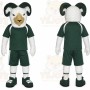 Green Ram Mascot Costume with Custom Logo