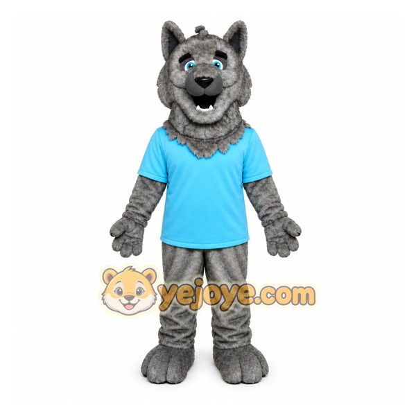 Gray Wolf Mascot Costume with Custom Logo Gray Wolf Mascot Costume with Custom Logo