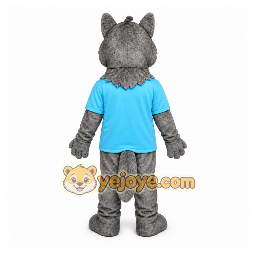 Gray Wolf Mascot Costume with Custom Logo Gray Wolf Mascot Costume with Custom Logo