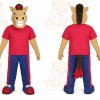 Tan Horse Mascot Costume with Custom Logo