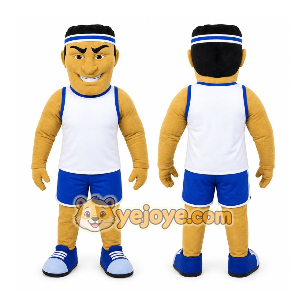 Tan Human Mascot Costume with Custom Logo Tan Human Mascot Costume with Custom Logo