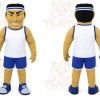 Tan Human Mascot Costume with Custom Logo