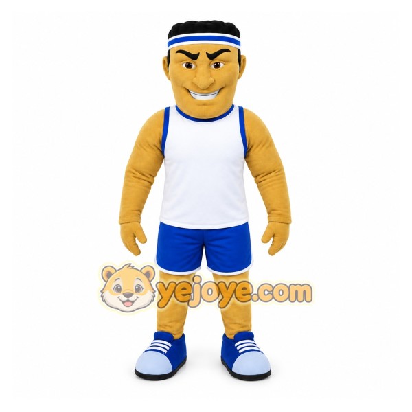 Tan Human Mascot Costume with Custom Logo