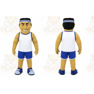 Tan Human Mascot Costume with Custom Logo