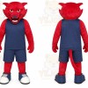 Red Cat Mascot Costume with Custom Logo