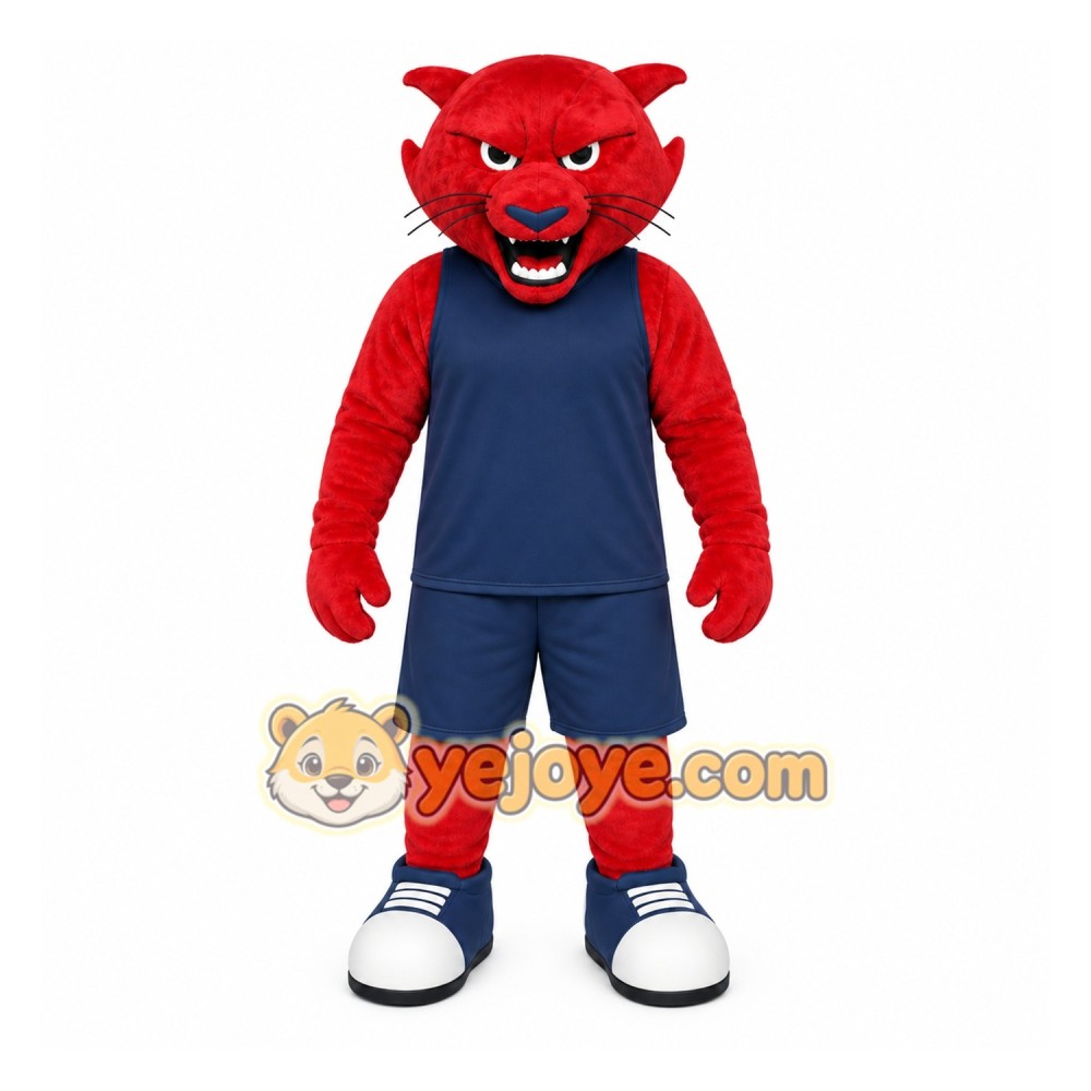 Red Cat Mascot Costume with Custom Logo Red Cat Mascot Costume with Custom Logo