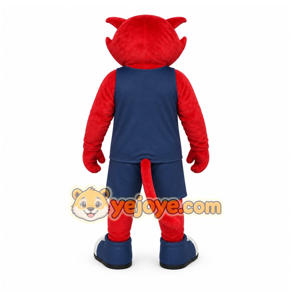 Red Cat Mascot Costume with Custom Logo Red Cat Mascot Costume with Custom Logo