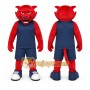 Red Cat Mascot Costume with Custom Logo